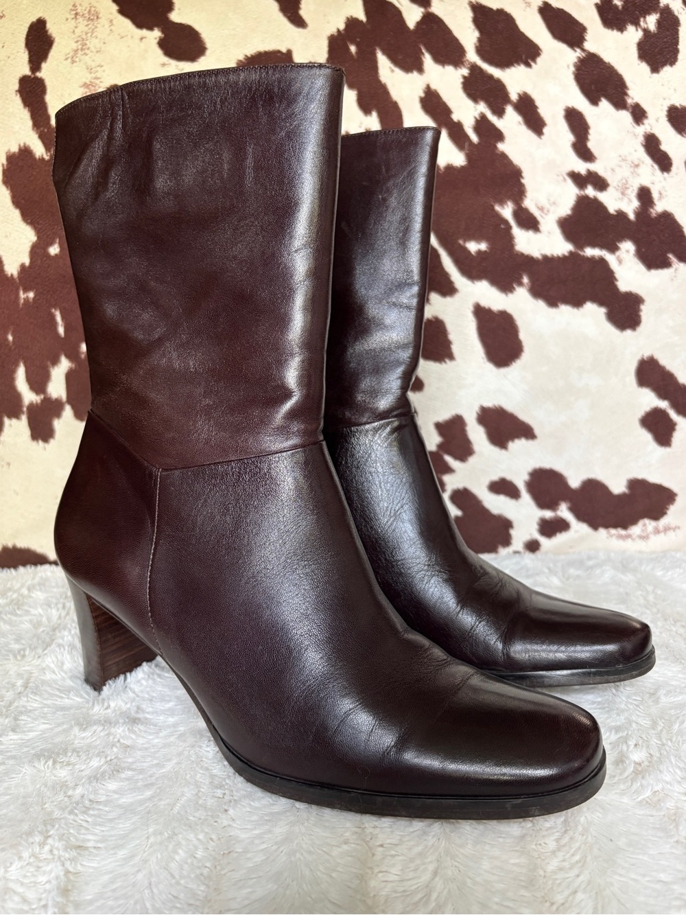 Etienne Aigner Dark Brown Leather Heeled Boots